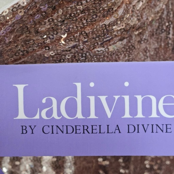 LaDivine Cinderella Divine Dress rose gold micro sequin formal prom *READ* XS S - Picture 12 of 15